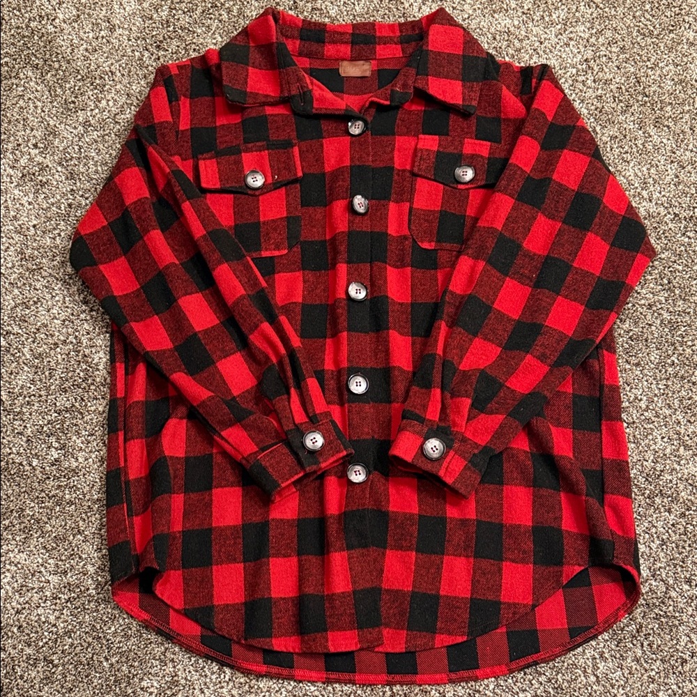 NWOT POL Red and Black Plaid Oversized Flannel